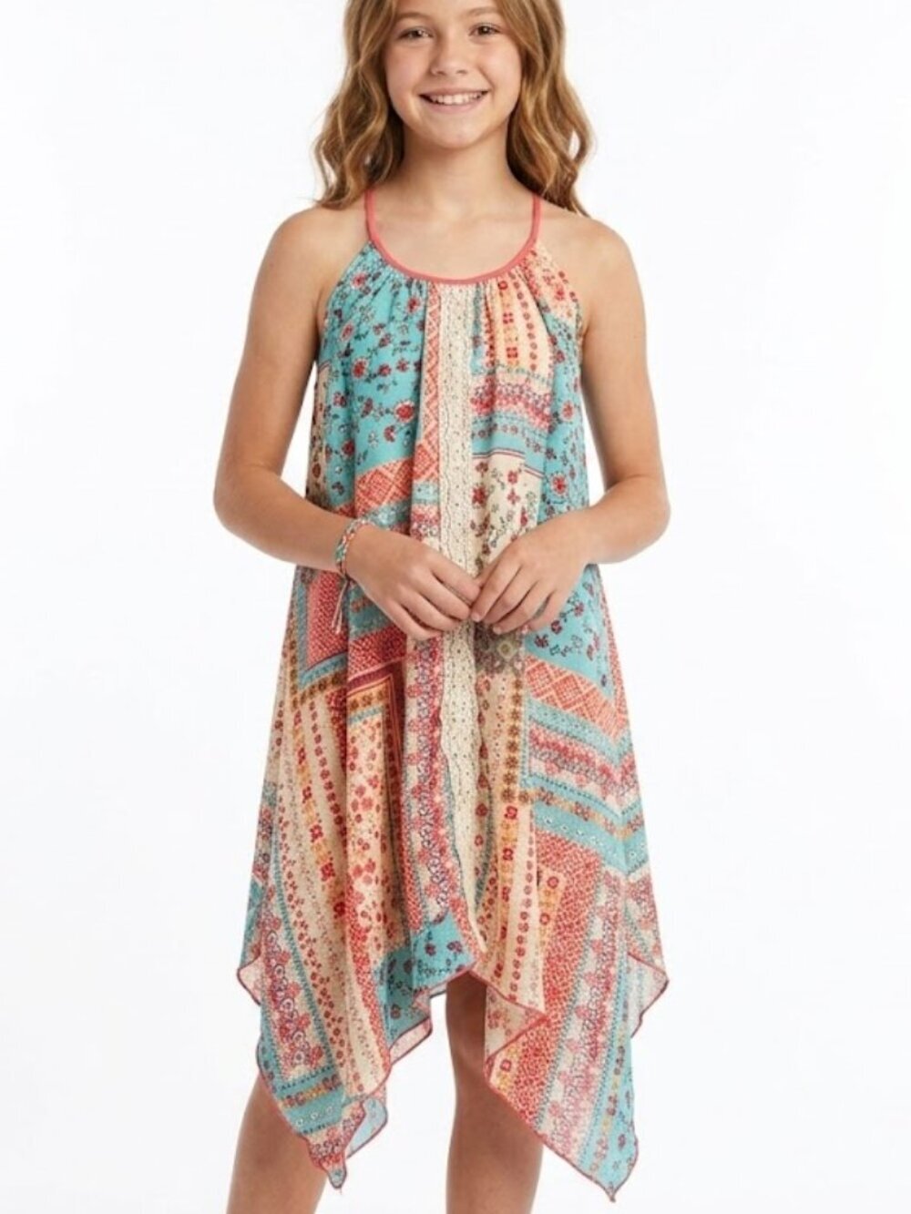 Bonnie Jean Girls Summer Dress Handkerchief Hem Size 12